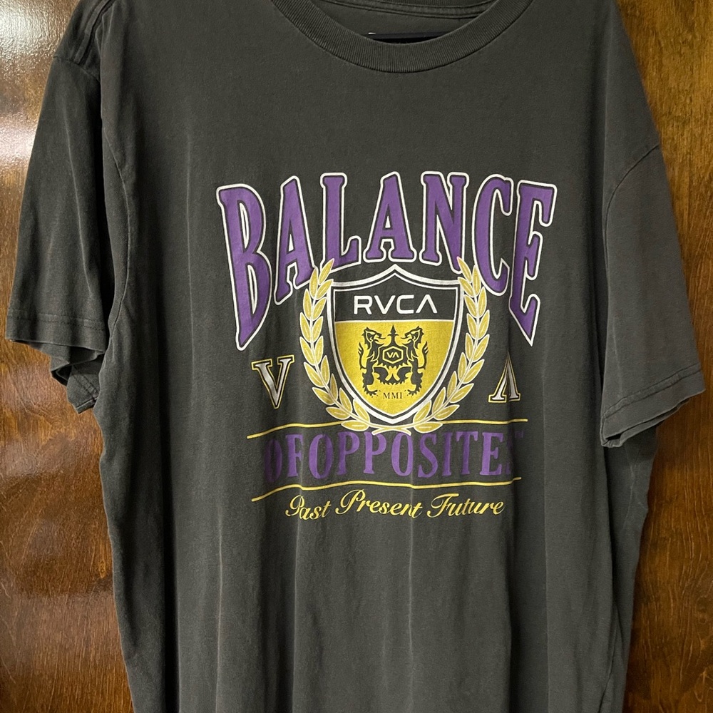 RVCA Black and Purple Short Sleeve Tee